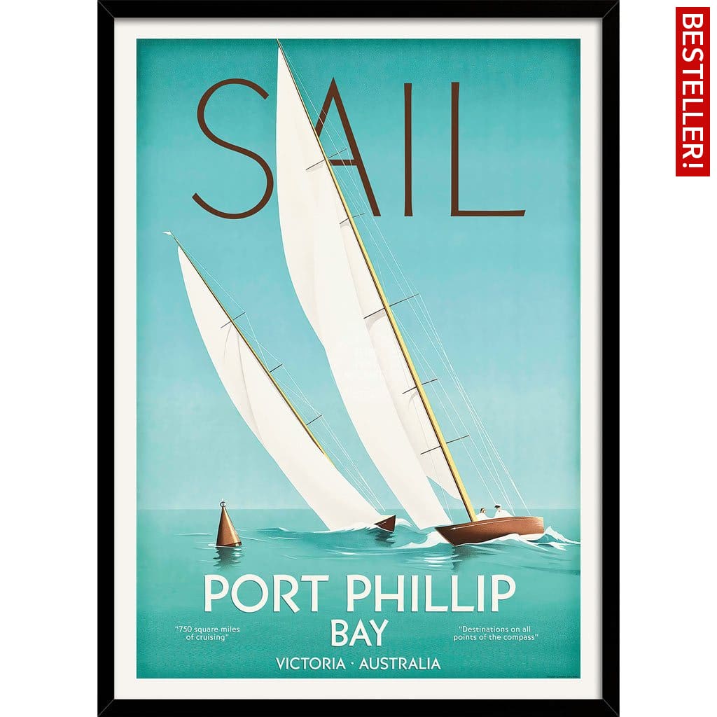 Sail Port Phillip Bay | Australia 422Mm X 295Mm 16.6 11.6 A3 / Black Print Art