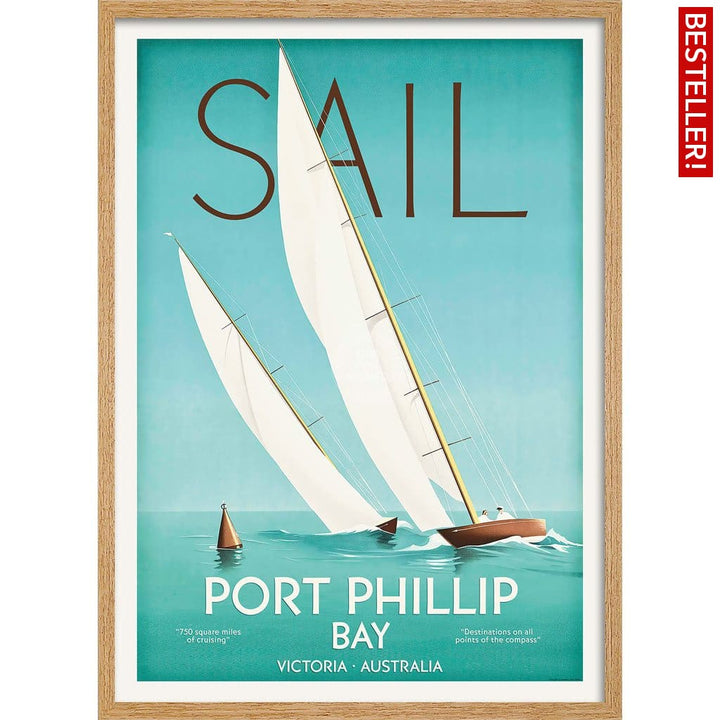Sail Port Phillip Bay | Australia 422Mm X 295Mm 16.6 11.6 A3 / Natural Oak Print Art
