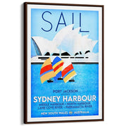 Sail Sydney Harbour | Australia A3 297 X 420Mm 11.7 16.5 Inches / Canvas Floating Frame - Dark Oak