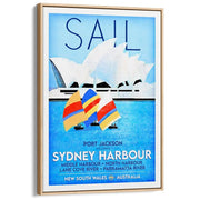 Sail Sydney Harbour | Australia A3 297 X 420Mm 11.7 16.5 Inches / Canvas Floating Frame - Natural