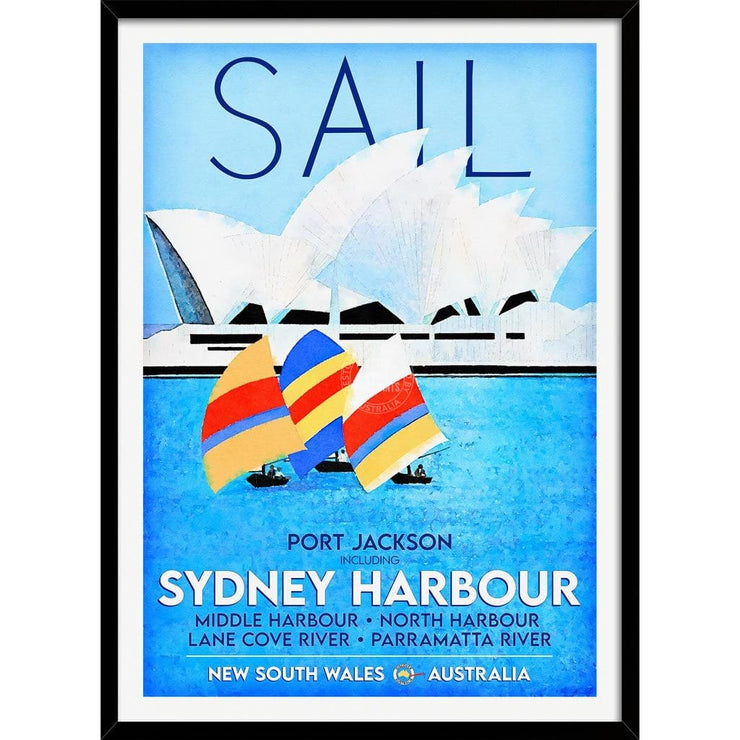 Sail Sydney Harbour | Australia A3 297 X 420Mm 11.7 16.5 Inches / Framed Print - Black Timber Art