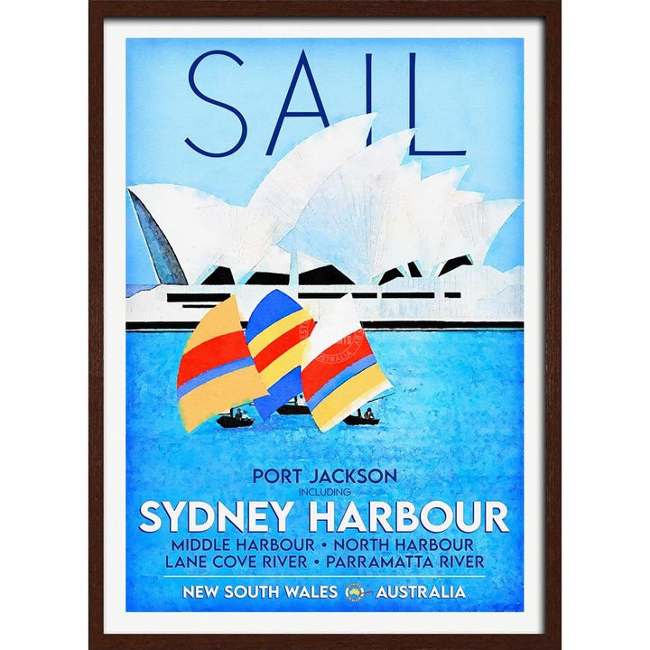 Sail Sydney Harbour | Australia A3 297 X 420Mm 11.7 16.5 Inches / Framed Print - Dark Oak Timber Art