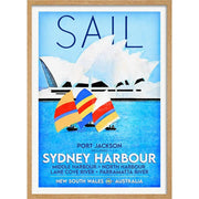 Sail Sydney Harbour | Australia A3 297 X 420Mm 11.7 16.5 Inches / Framed Print - Natural Oak Timber
