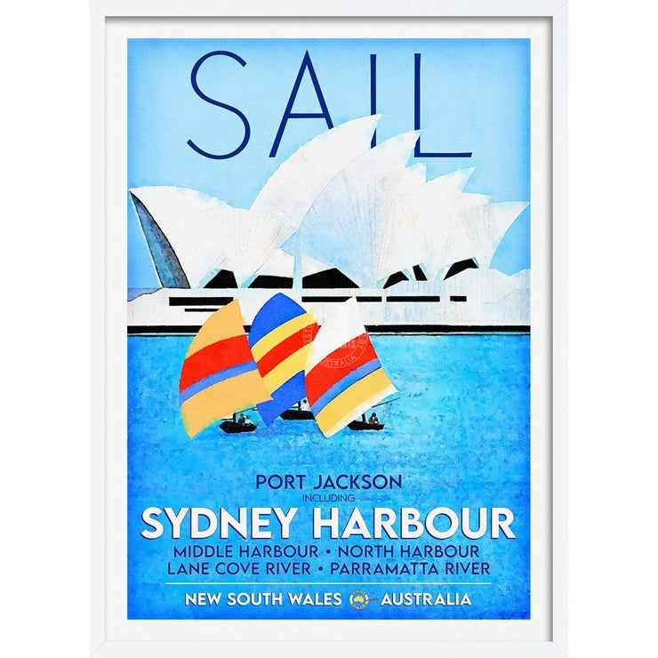 Sail Sydney Harbour | Australia A3 297 X 420Mm 11.7 16.5 Inches / Framed Print - White Timber Art