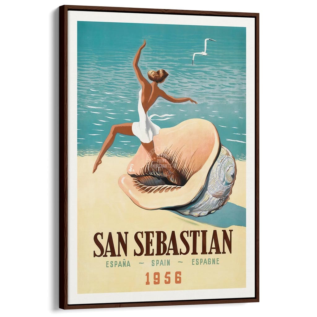 San Sebastian | Spain A3 297 X 420Mm 11.7 16.5 Inches / Canvas Floating Frame - Dark Oak Timber