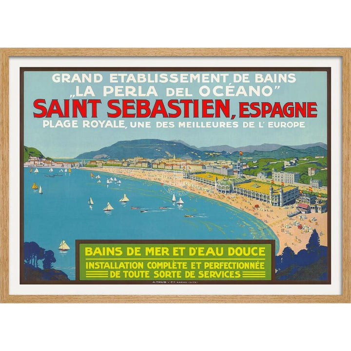 San Sebastien Espagne | Spain 422Mm X 295Mm 16.6 11.6 A3 / Natural Oak Print Art
