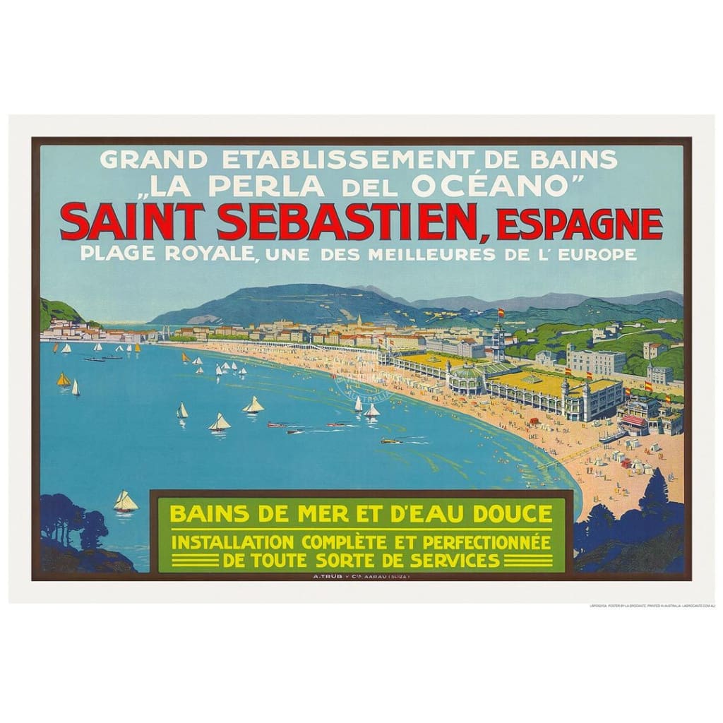 San Sebastien Espagne | Spain 422Mm X 295Mm 16.6 11.6 A3 / Unframed Print Art