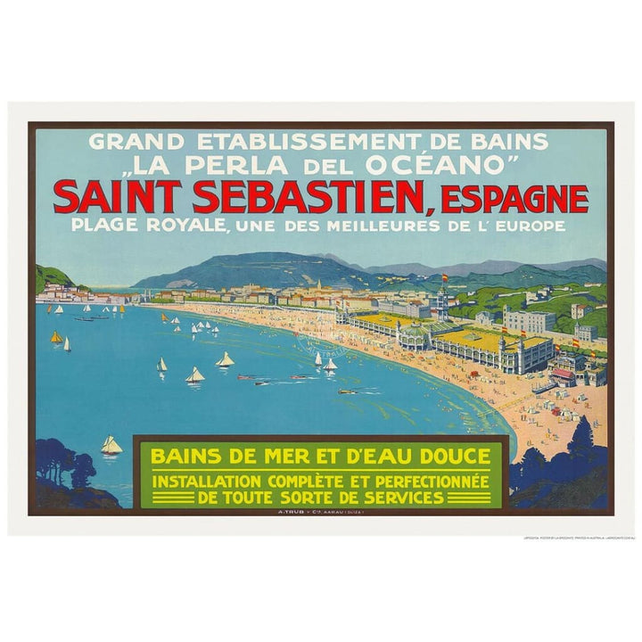 San Sebastien Espagne | Spain 422Mm X 295Mm 16.6 11.6 A3 / Unframed Print Art
