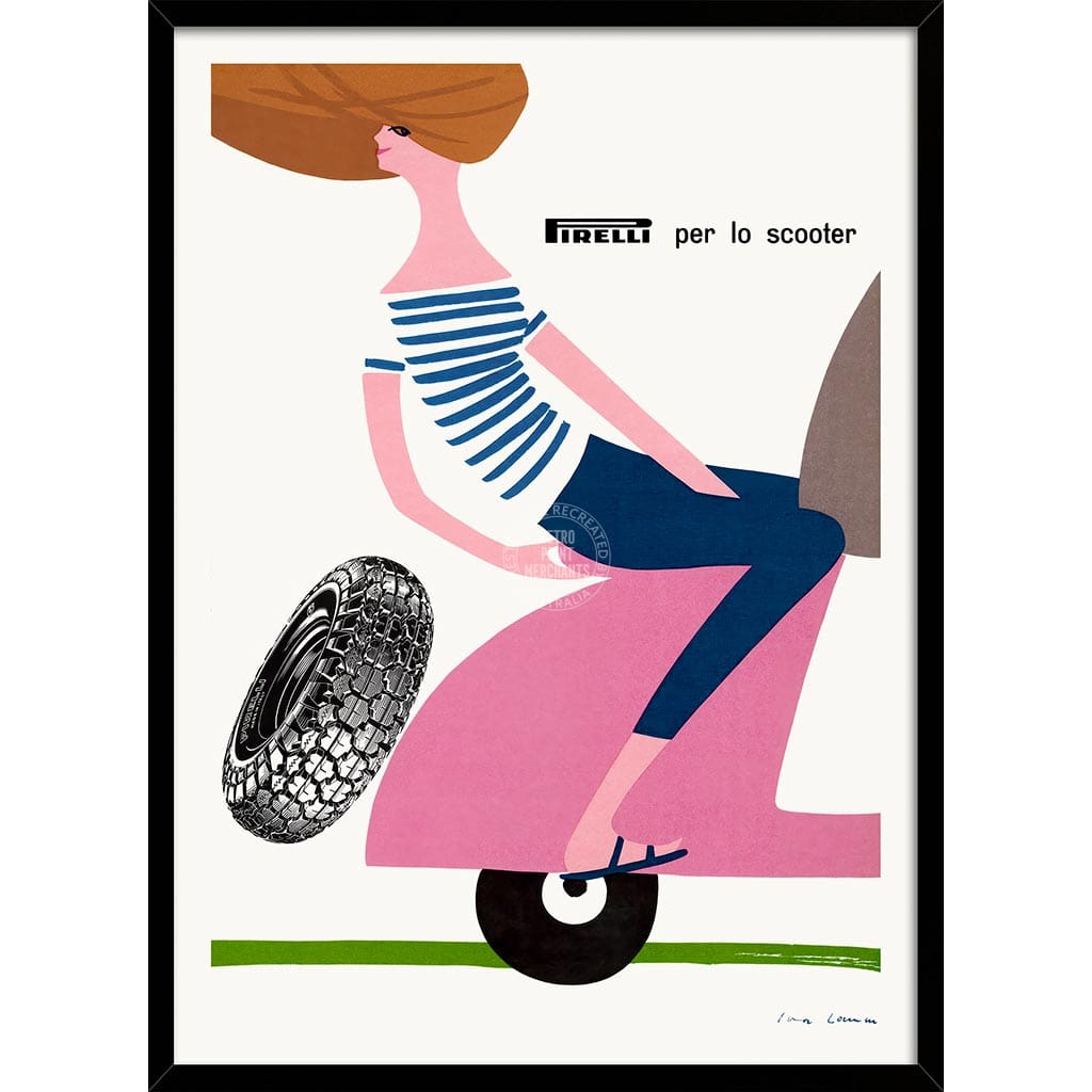 SCOOTER FREEDOM | ITALY A3 | 297 x 420mm | 11.7 x 16.5 inches / Framed Print: Black Timber Print Art