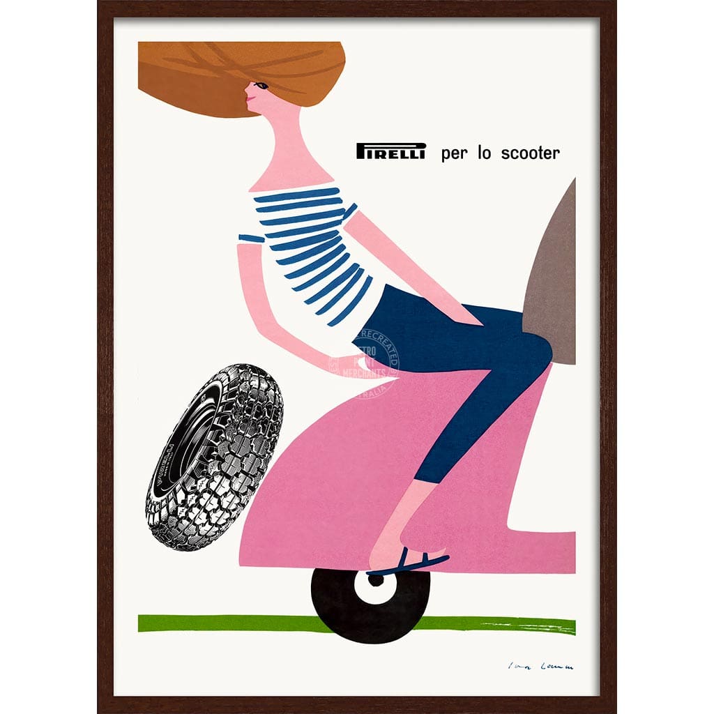 SCOOTER FREEDOM | ITALY A3 | 297 x 420mm | 11.7 x 16.5 inches / Framed Print: Chocolate Oak Timber Print Art