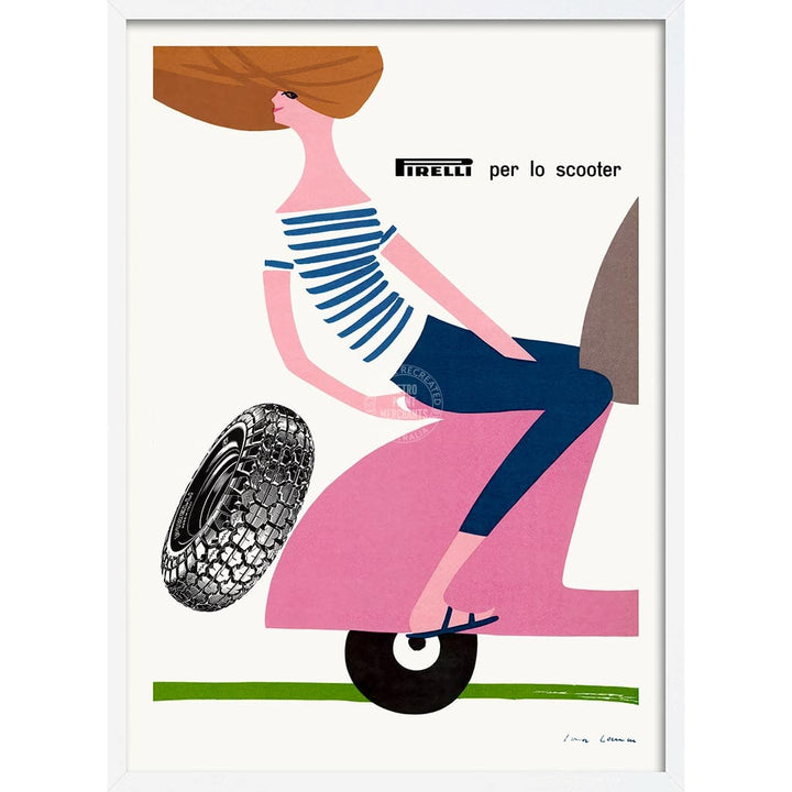 SCOOTER FREEDOM | ITALY A3 | 297 x 420mm | 11.7 x 16.5 inches / Framed Print: White Timber Print Art