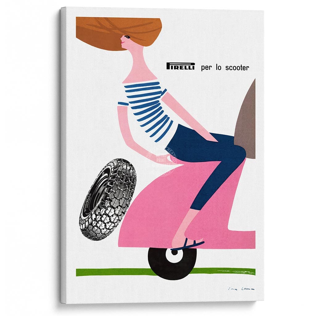 SCOOTER FREEDOM | ITALY A3 | 297 x 420mm | 11.7 x 16.5 inches / Stretched Canvas Print Art