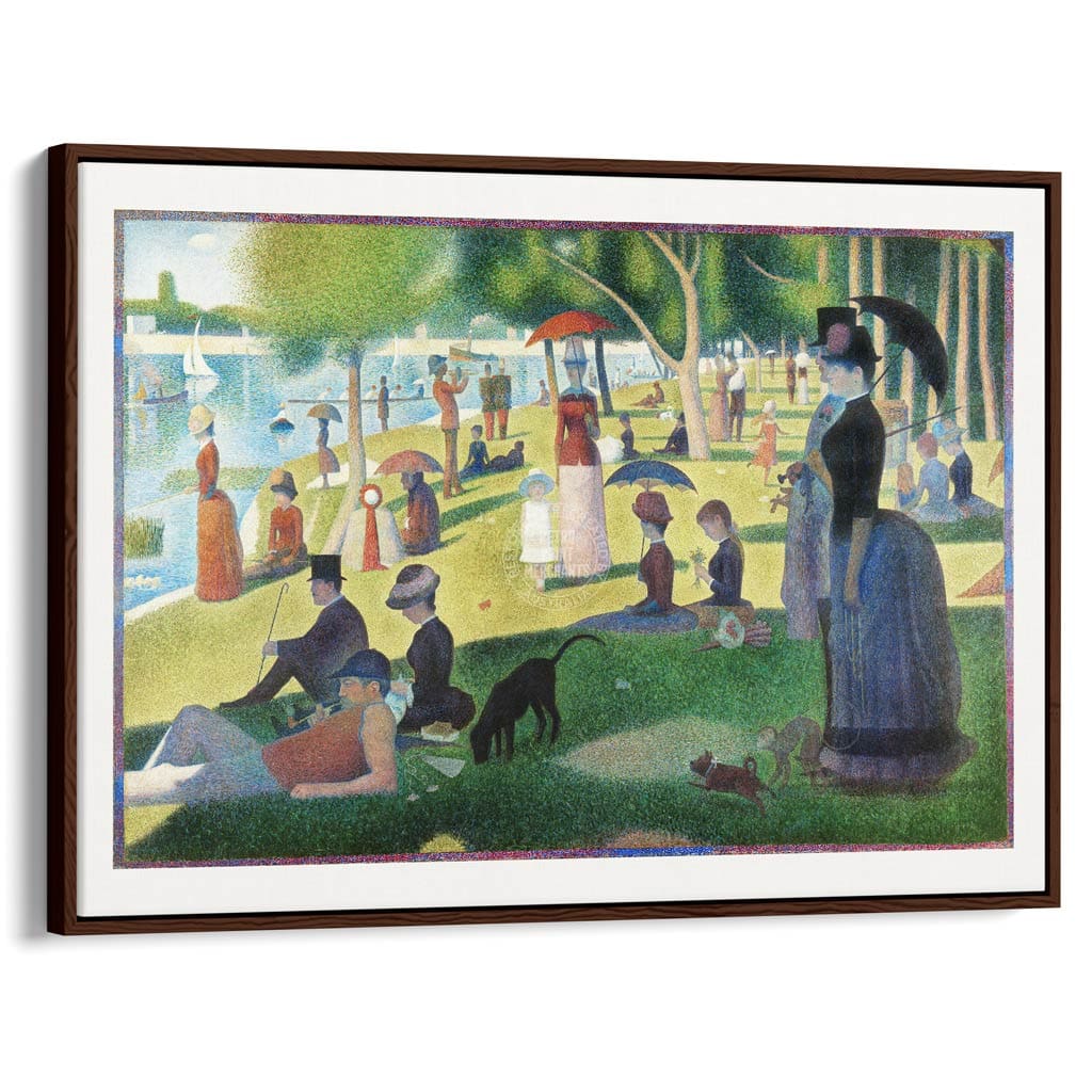 Seurat La Grande Jatte | France A3 297 X 420Mm 11.7 16.5 Inches / Canvas Floating Frame - Dark Oak