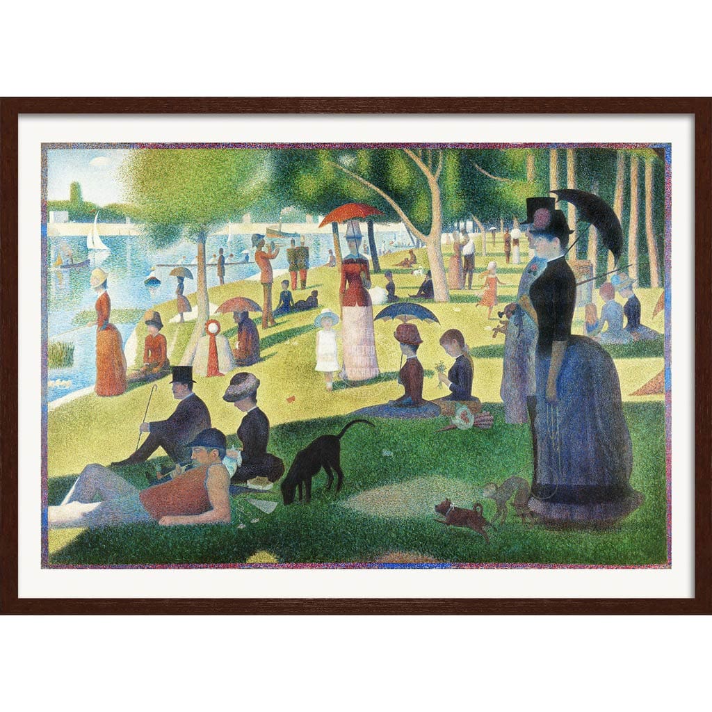 Seurat La Grande Jatte | France A3 297 X 420Mm 11.7 16.5 Inches / Framed Print - Dark Oak Timber Art