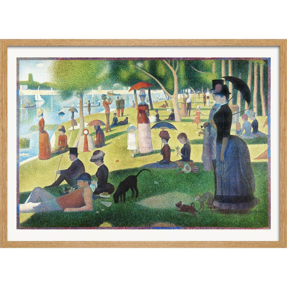 Seurat La Grande Jatte | France A3 297 X 420Mm 11.7 16.5 Inches / Framed Print - Natural Oak Timber