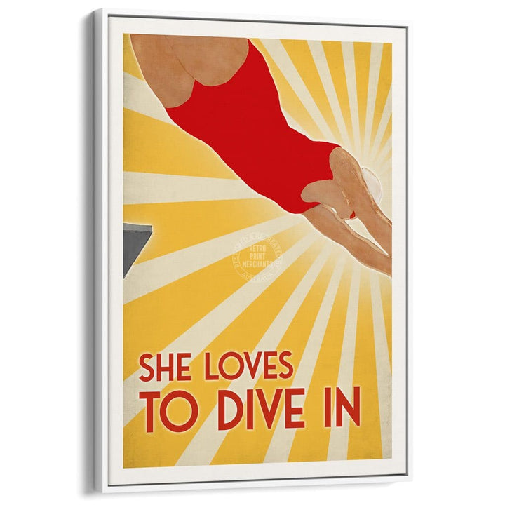 She Loves To Dive In | Australia A3 297 X 420Mm 11.7 16.5 Inches / Canvas Floating Frame - White