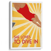 She Loves To Dive In | Australia A3 297 X 420Mm 11.7 16.5 Inches / Stretched Canvas Print Art
