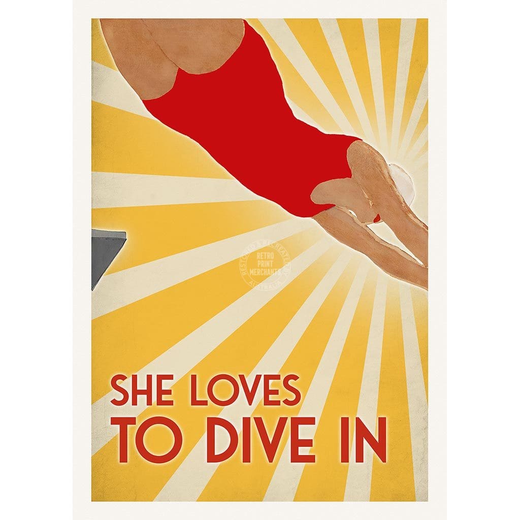 She Loves To Dive In | Australia A3 297 X 420Mm 11.7 16.5 Inches / Unframed Print Art