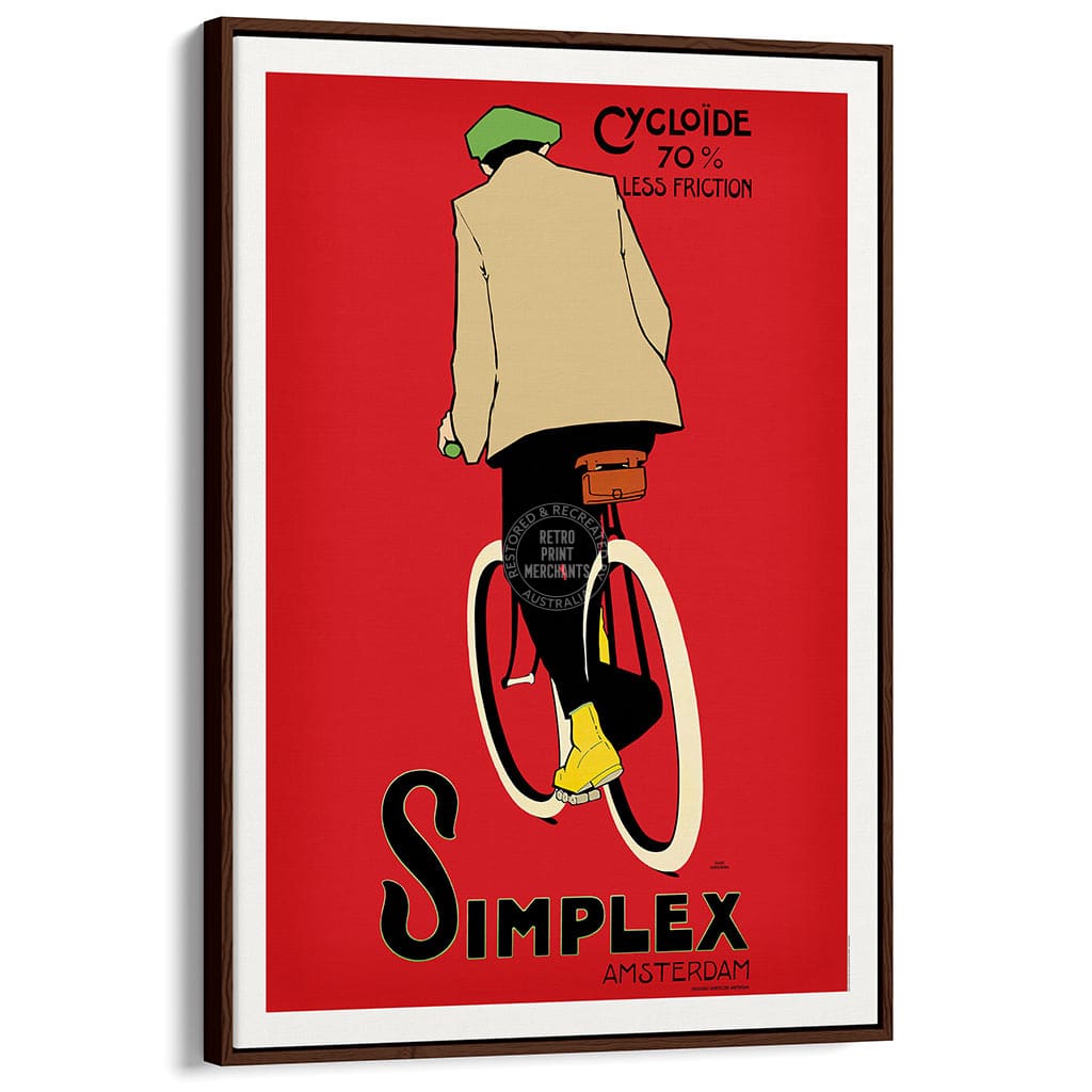 Simplex Cycling Tyres | Holland A3 297 X 420Mm 11.7 16.5 Inches / Canvas Floating Frame - Dark Oak