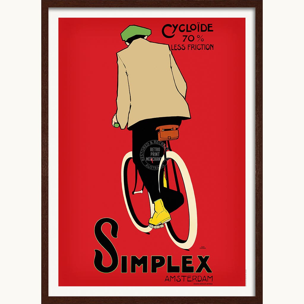 Simplex Cycling Tyres | Holland A3 297 X 420Mm 11.7 16.5 Inches / Framed Print - Dark Oak Timber Art