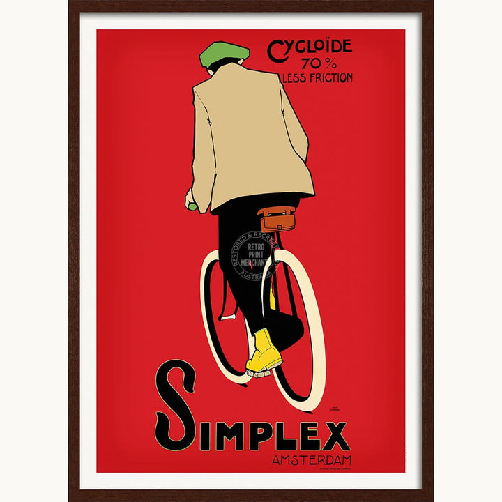 Simplex Cycling Tyres | Holland A3 297 X 420Mm 11.7 16.5 Inches / Framed Print - Dark Oak Timber Art