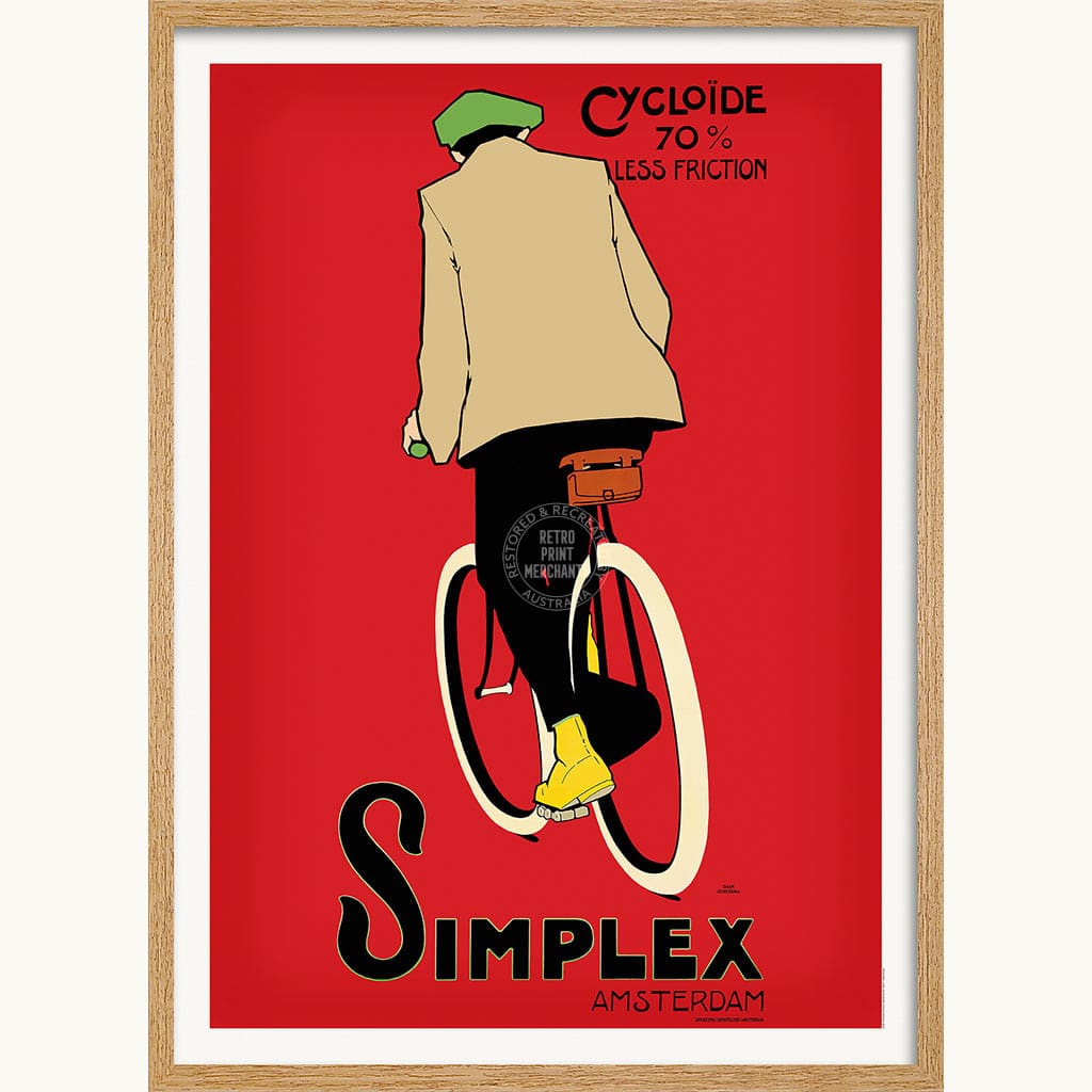 Simplex Cycling Tyres | Holland A3 297 X 420Mm 11.7 16.5 Inches / Framed Print - Natural Oak Timber