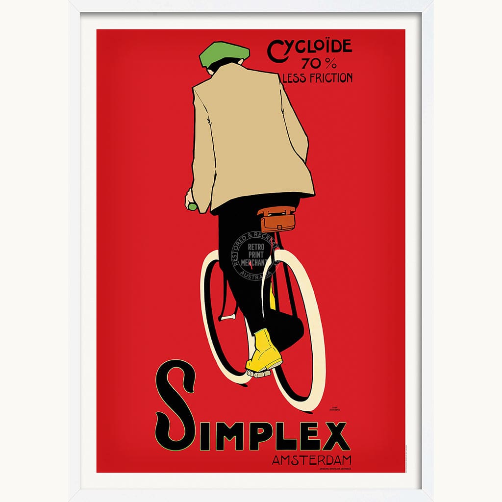 Simplex Cycling Tyres | Holland A3 297 X 420Mm 11.7 16.5 Inches / Framed Print - White Timber Art