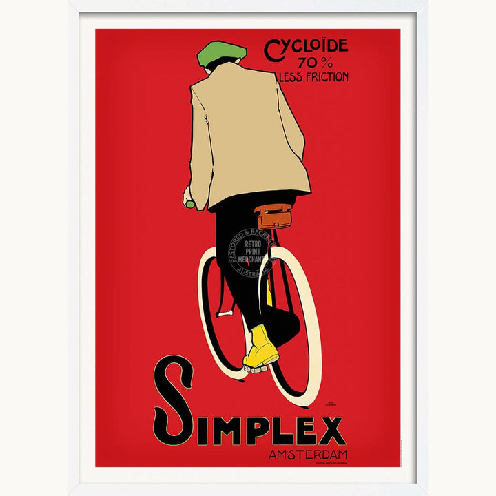 Simplex Cycling Tyres | Holland A3 297 X 420Mm 11.7 16.5 Inches / Framed Print - White Timber Art