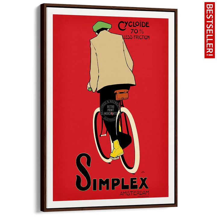 Simplex Cycling Tyres | Holland A3 297 X 420Mm 11.7 16.5 Inches / Canvas Floating Frame - Dark Oak