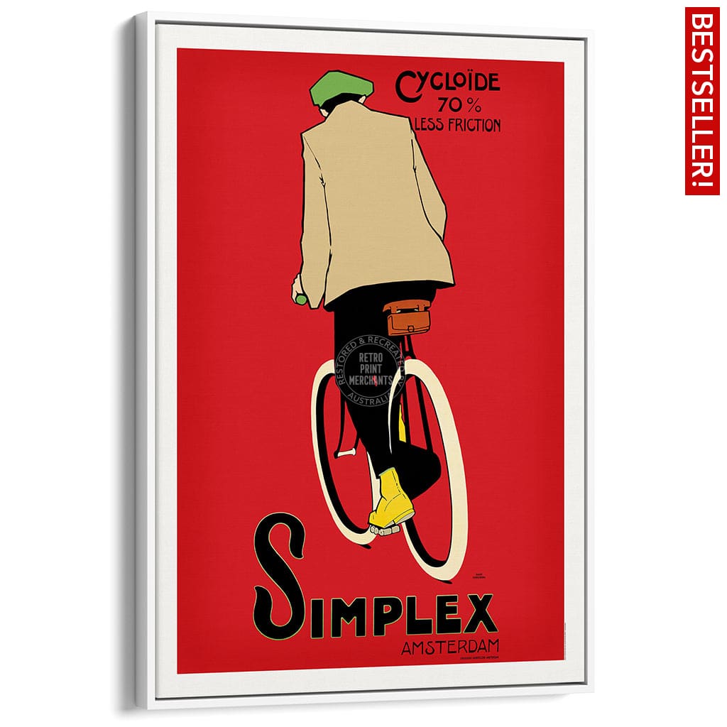 Simplex Cycling Tyres | Holland A3 297 X 420Mm 11.7 16.5 Inches / Canvas Floating Frame - White