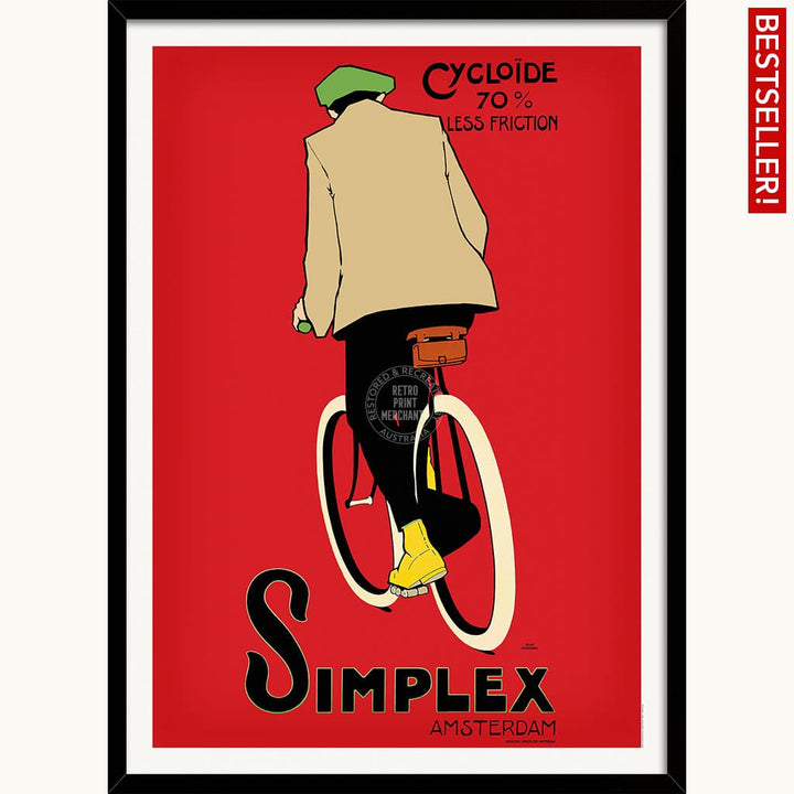 Simplex Cycling Tyres | Holland A3 297 X 420Mm 11.7 16.5 Inches / Framed Print - Black Timber Art