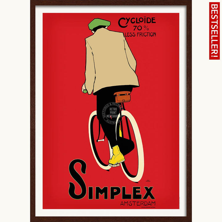 Simplex Cycling Tyres | Holland A3 297 X 420Mm 11.7 16.5 Inches / Framed Print - Dark Oak Timber Art