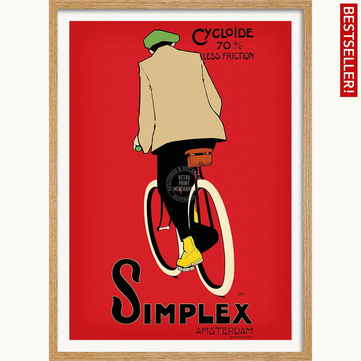 Simplex Cycling Tyres | Holland A3 297 X 420Mm 11.7 16.5 Inches / Framed Print - Natural Oak Timber
