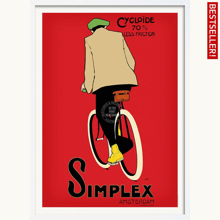 Simplex Cycling Tyres | Holland A3 297 X 420Mm 11.7 16.5 Inches / Framed Print - White Timber Art