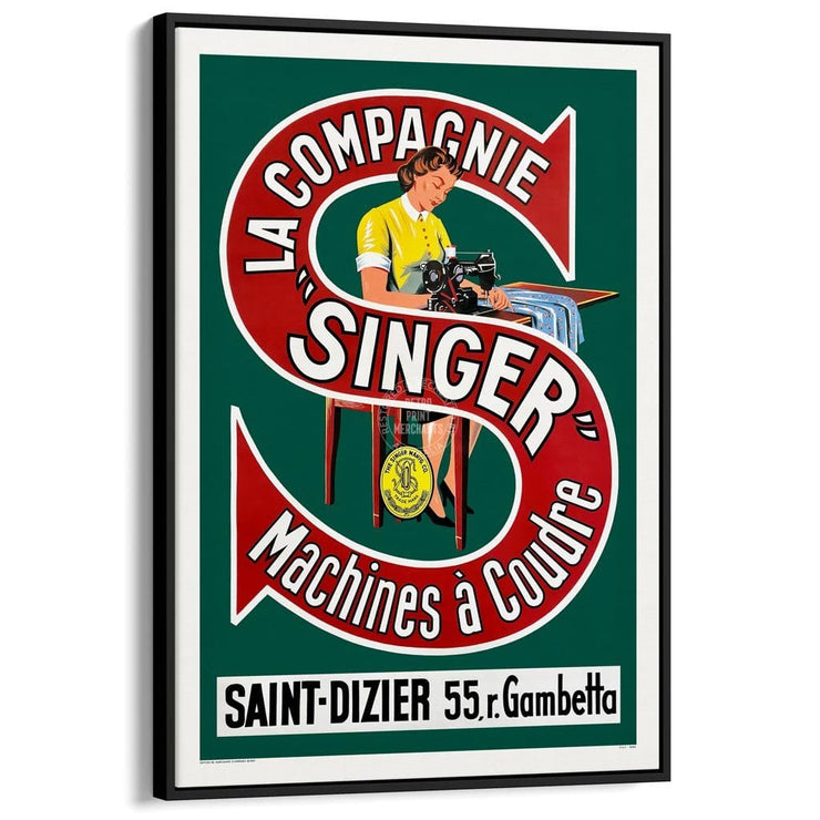 Singer Sewing Machines | France A3 297 X 420Mm 11.7 16.5 Inches / Canvas Floating Frame - Black