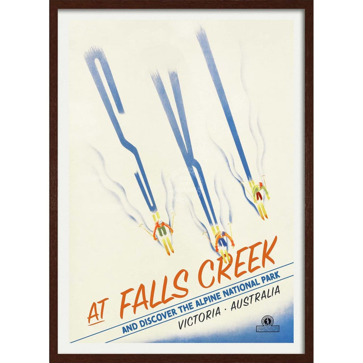 Ski Falls Creek | Australia 422Mm X 295Mm 16.6 11.6 A3 / Dark Oak Print Art
