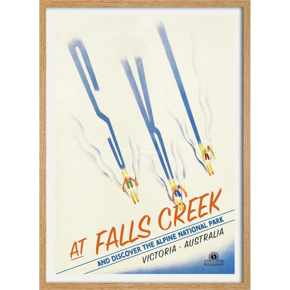 Ski Falls Creek | Australia 422Mm X 295Mm 16.6 11.6 A3 / Natural Oak Print Art
