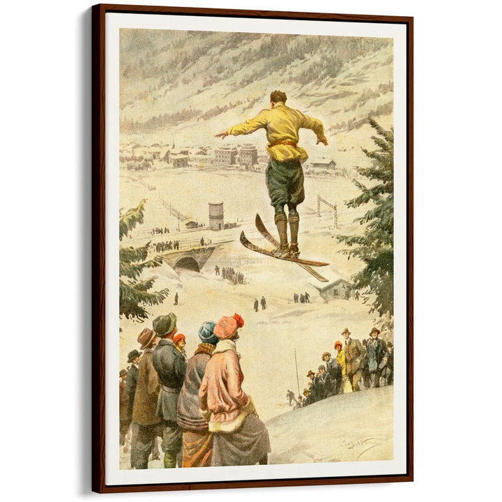 SKI JUMP | SWITZERLAND A3 | 297 x 420mm | 11.7 x 16.5 inches / Canvas Floating Frame: Chocolate Oak Timber Print Art