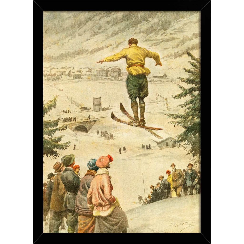 SKI JUMP | SWITZERLAND A3 | 297 x 420mm | 11.7 x 16.5 inches / Framed Print: Black Timber Print Art