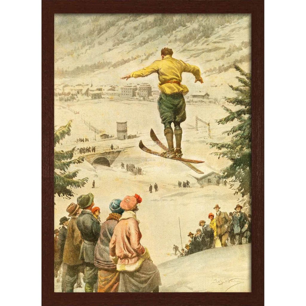 SKI JUMP | SWITZERLAND A3 | 297 x 420mm | 11.7 x 16.5 inches / Framed Print: Chocolate Oak Timber Print Art