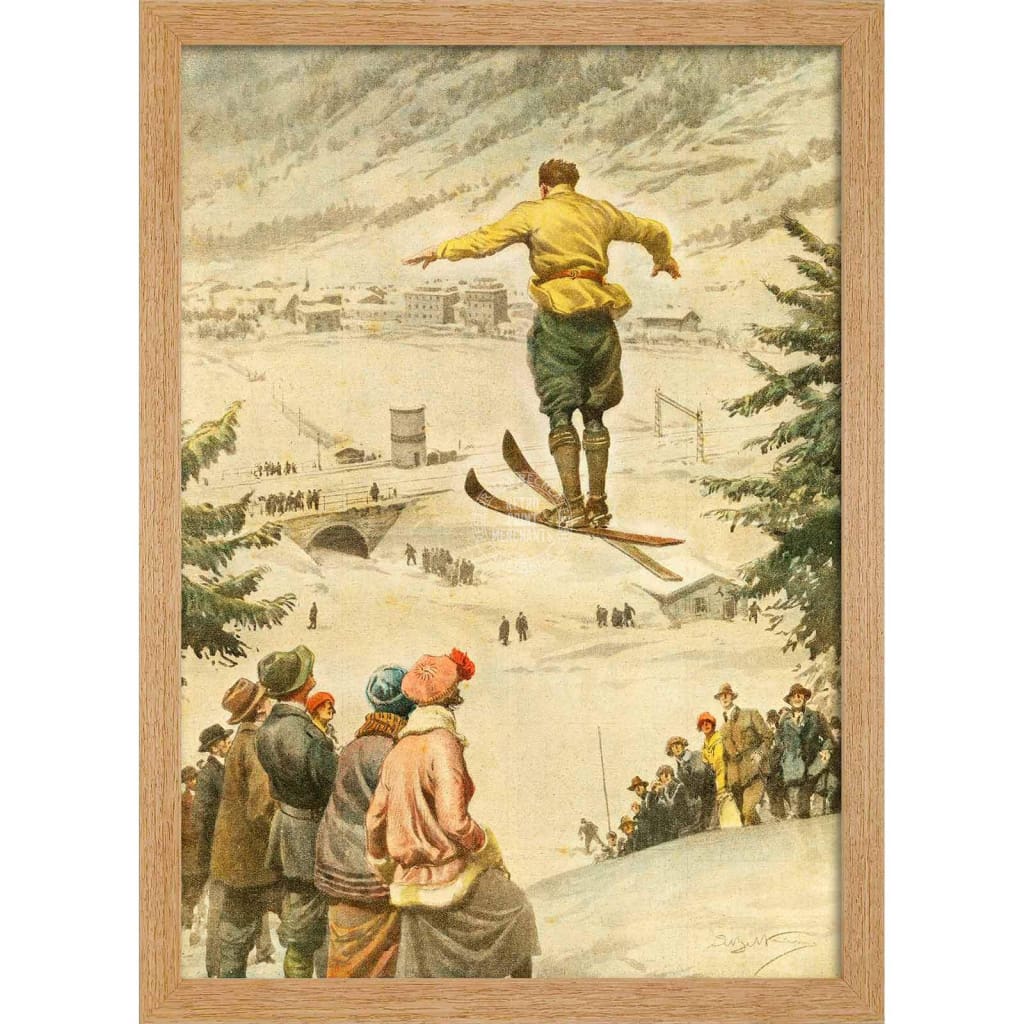 SKI JUMP | SWITZERLAND A3 | 297 x 420mm | 11.7 x 16.5 inches / Framed Print: Natural Oak Timber Print Art