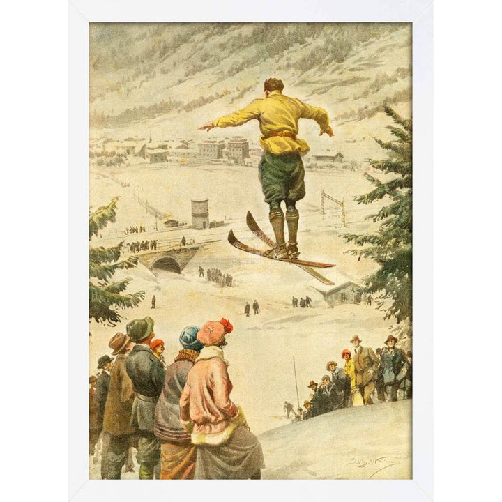 SKI JUMP | SWITZERLAND A3 | 297 x 420mm | 11.7 x 16.5 inches / Framed Print: White Timber Print Art
