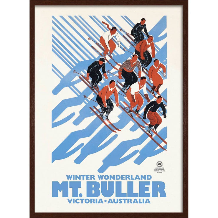 Ski Mount Buller | Australia 422Mm X 295Mm 16.6 11.6 A3 / Dark Oak Print Art