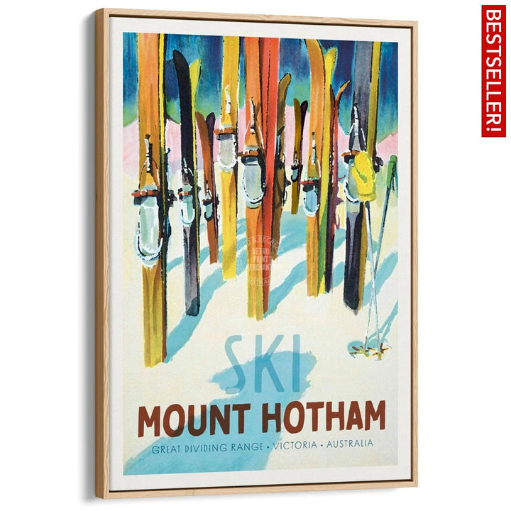 Ski Mount Hotham | Australia A3 297 X 420Mm 11.7 16.5 Inches / Canvas Floating Frame - Natural Oak