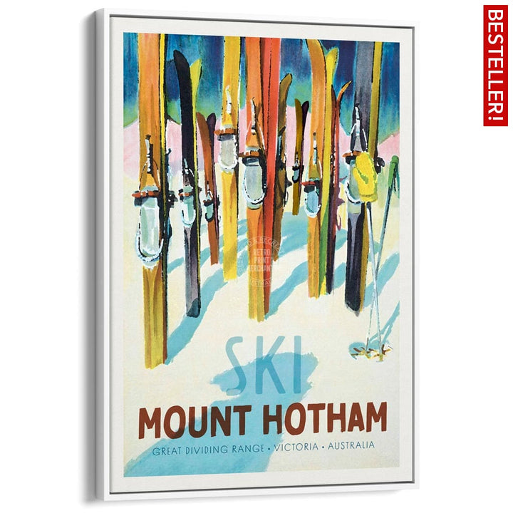 Ski Mount Hotham | Australia A3 297 X 420Mm 11.7 16.5 Inches / Canvas Floating Frame - White Timber