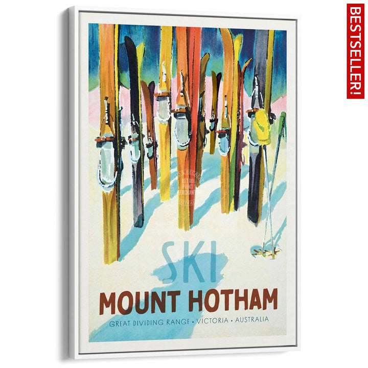 Ski Mount Hotham | Australia A3 297 X 420Mm 11.7 16.5 Inches / Canvas Floating Frame - White Timber