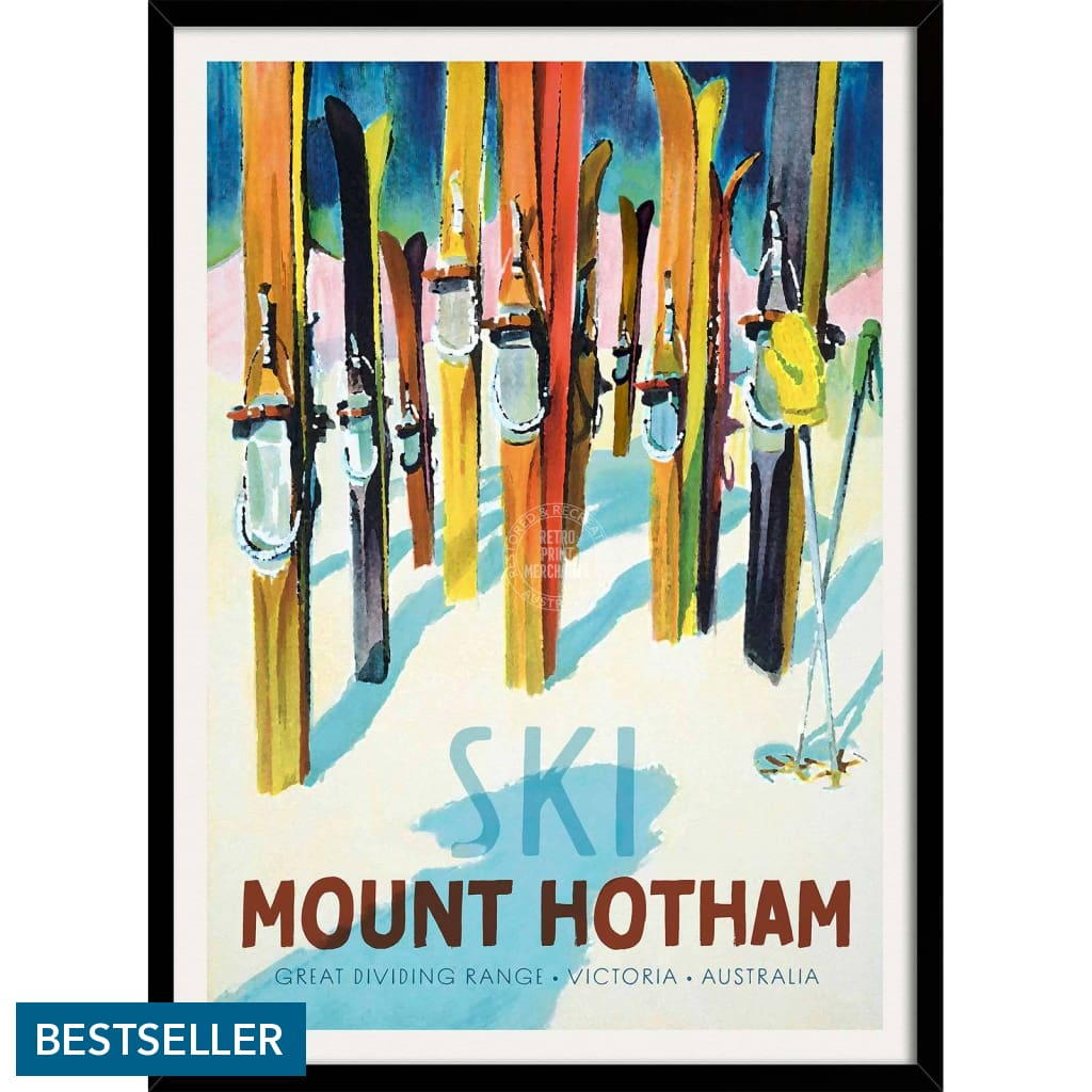 Ski Mount Hotham | Australia 422Mm X 295Mm 16.6 11.6 A3 / Black Print Art