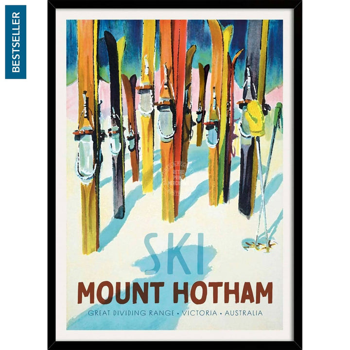 Ski Mount Hotham | Australia 422Mm X 295Mm 16.6 11.6 A3 / Black Print Art