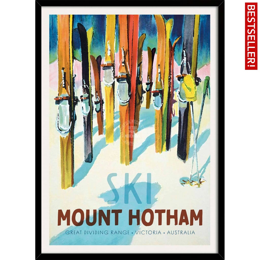 Ski Mount Hotham | Australia 422Mm X 295Mm 16.6 11.6 A3 / Black Print Art