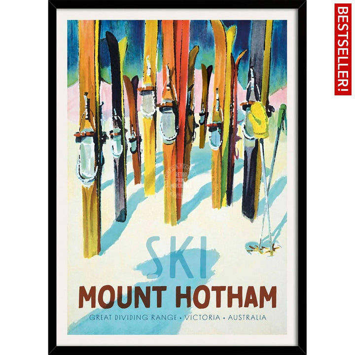 Ski Mount Hotham | Australia 422Mm X 295Mm 16.6 11.6 A3 / Black Print Art